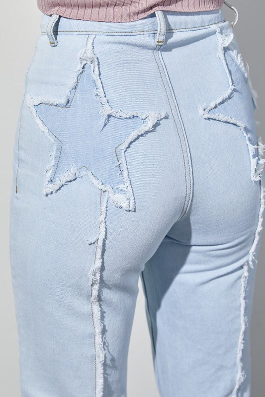 Light Wash Denim with Star Patch Detail